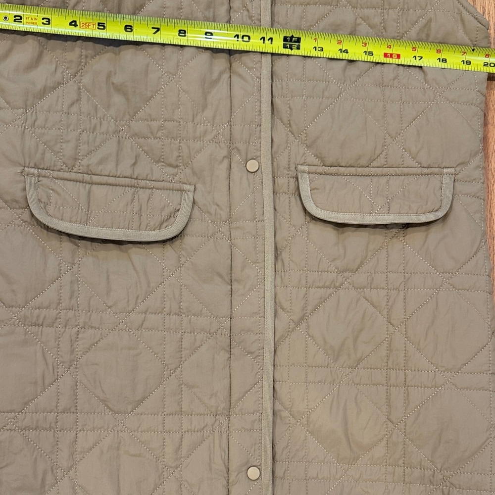 Quilted Sleeveless Long Beige Vest - Picture 5 of 7